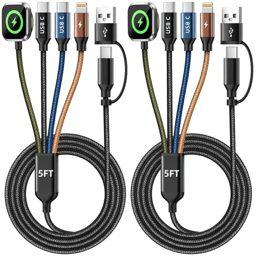 Vista 30 de Cruise Essentials 2026, doble tipo C 4 en 2 cable de carga múltiple para iPhone Watch Charger/iPhone 17/IP, cargador iWatch, artículos esenciales