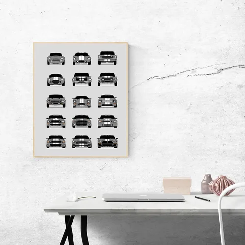 Vista 8 de Custom Car Posters Póster hecho a mano compatible con Shelby Evolution Print Wall Art Décor Best of Shelby Generations, multicolor, 8 x 10 pulgadas