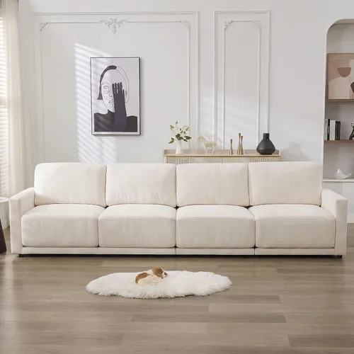 Vista 12 de Sofá modular en forma de L de 110.6 pulgadas, sofá modular de asiento profundo con otomana móvil, sofás gruesos de 4 asientos de gran