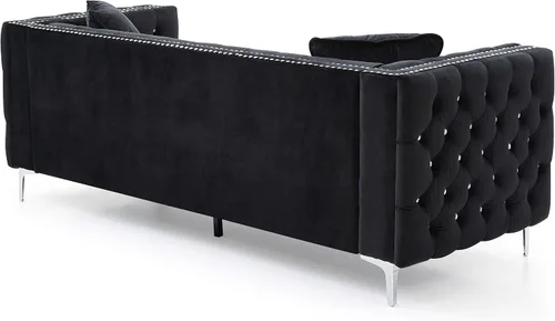 Vista 5 de Glory Furniture Sofá Paige, negro. Muebles de sala de estar, 30 pulgadas de alto x 86 pulgadas de ancho x 34 pulgadas de profundidad