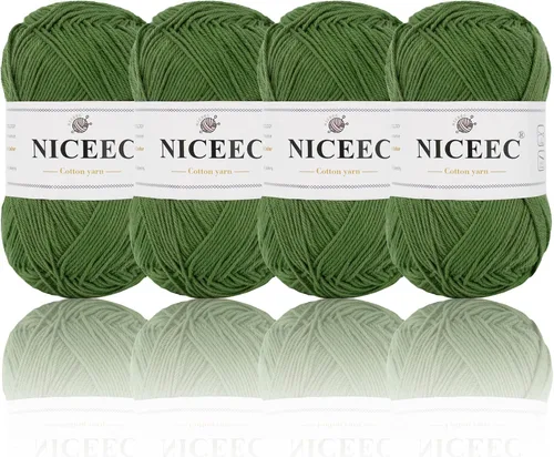 Vista 61 de NICEEC 4 madejas de hilo de algodón suave para bebé, 4 capas, manualidades DIY, peso fingering, hilo para manta para ganchillo y tejido, total 700