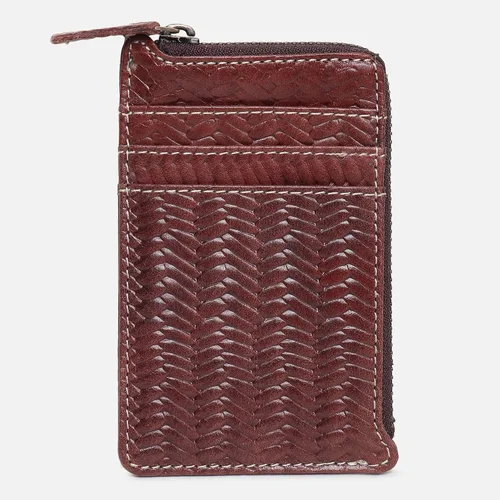 Vista 6 de Tarjetero de cuero genuino para hombres y mujeres, bolso minimalista para tarjetas, carteras para hombre, diseño ultrafino, ideal para viajes