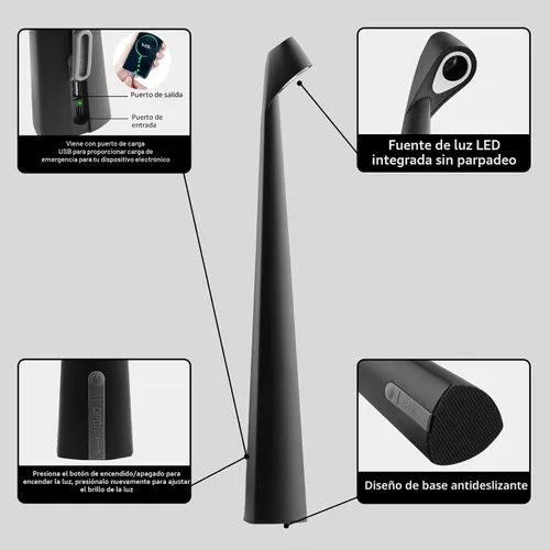 Vista 5 de HAPYGI Lámpara de mesa recargable inalámbrica de metal, brillo de 3 niveles