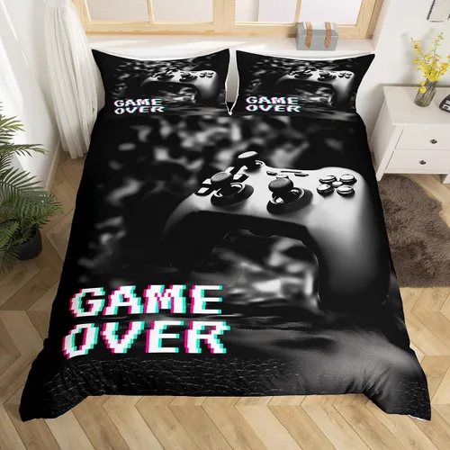 Vista 27 de Erosebridal - Ropa de cama para adolescentes y niños, estampado de control de videojuegos, funda de edredón tamaño individual, 2 piezas con 1 funda