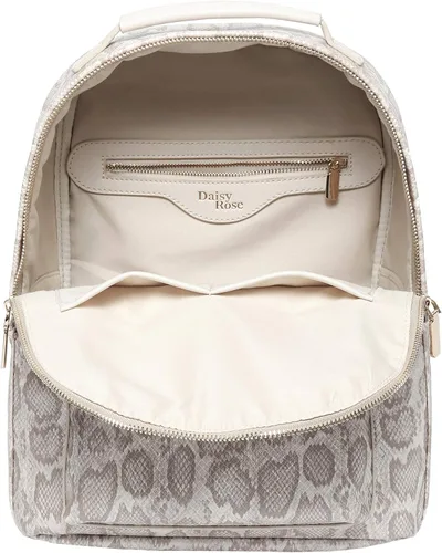 Vista 6 de Daisy Rose Mochila de viaje para el trabajo, escuela, vuelos de avión y campamento, piel vegana sintética, crema serpiente, talla única, Viajar