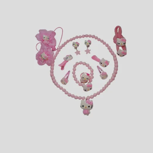 Vista 2 de Hellokitty - Conjunto de joyas para niña, accesorios de disfraz para niños, aretes, pinzas para el cabello, juego de collar de princesa de dibujos