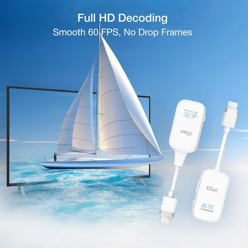 Vista 3 de EZCast Transmisor y receptor HDMI inalámbrico, 4K 30Hz, funciona con todos los televisores (inteligentes y no inteligentes), duplicación de pantalla