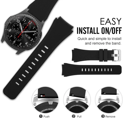 Vista 8 de Correa de reloj deportivo, marca MoKo, de silicona, para Samsung Gear S3, Negro