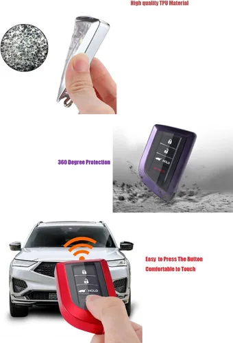 Vista 5 de Funda protectora de TPU de 360 grados para llavero de Acura MDX RDX con entrada sin llave (Azul)