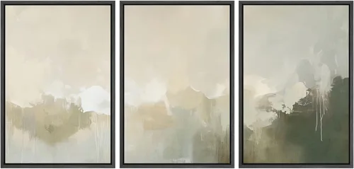 Vista 137 de SIGNWIN Lienzo enmarcado para pared, juego de arte tranquilo con reflejo de lago, acuarela, montaña y agua, ilustraciones modernas, arte abstracto