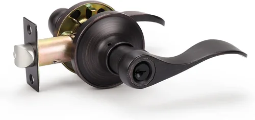 Vista 9 de Manija de puerta con llave y cerradura semejantes. Manija negra mate de puerta en combinación con llave. Manija de puerta estilo vintage negra, Negro