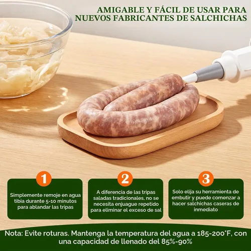 Vista 5 de Fundas comestibles de secado natural para salchichas, Fundas para salchichas caseras sabrosas de jamón, salchichas para el desayuno, salchichas
