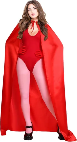 Vista 4 de Heentan Capa de bruja roja de Halloween, accesorios de disfraz para mujer, disfraz de capa de Halloween, fiesta de cosplay