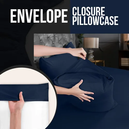 Vista 4 de Utopia Bedding - Juego de 4 fundas de almohada tamaño Queen, con cierre de sobre, tela de microfibra cepillada suave, resistentes al encogimiento