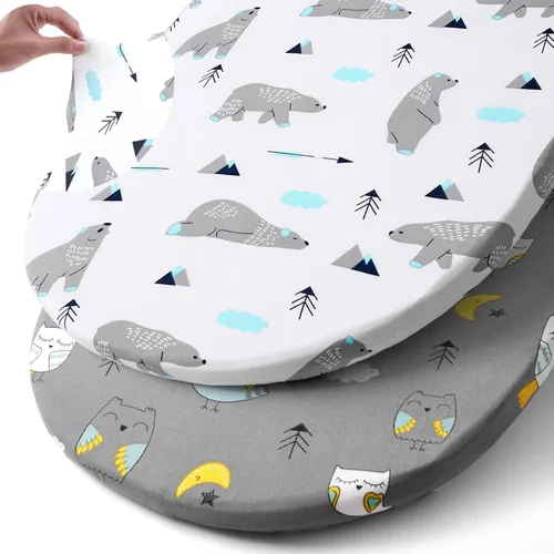 Vista 23 de Pack n Play Sheets BROLEX - Juego de 2 sábanas para cuna, juego de sábanas elásticas y portátiles para cuna, funda de colchón convertible