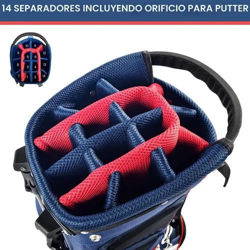 Vista 3 de BOBOPRO Bolsa de Soporte de Golf, Ligera con Divisores Superiores de 14 Compartimentos, Bolsa de Transporte de Golf con 8 Bolsillos, Bolsa de Golf
