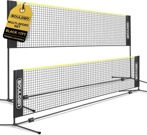 Vista 13 de Boulder Portable Badminton Pickleball Net - Foldable/Extendable Poles for Multiple Sports Heights (UP to 5 ft) - Ideal for Tennis, Pickleball