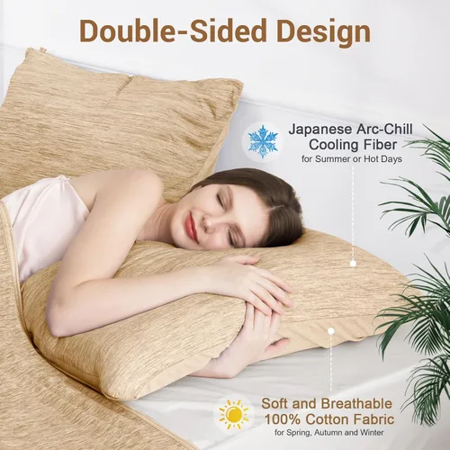 Vista 3 de Elegear Fundas de almohada refrescantes para personas que duermen con calor, fundas de almohada refrescantes japonesas Q-Max 0.5, en ambos lados