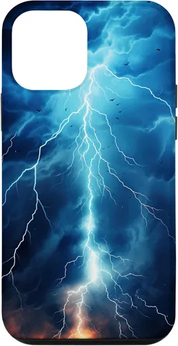 Vista 16 de iPhone 13 Pro Max Cool Blue Lightning Bolt Storm Funda de arte gráfico Wild Nature Sky
