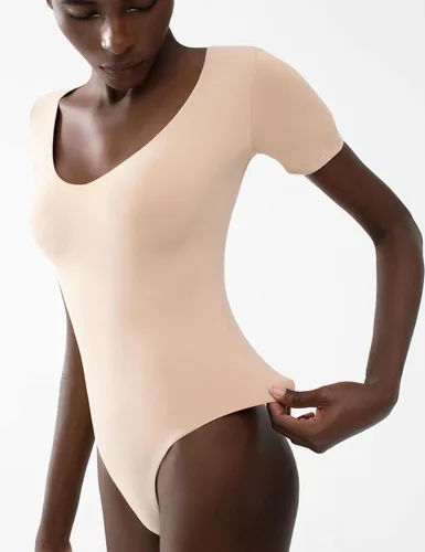 Vista 5 de PUMIEY Body de manga corta con cuello en V para mujer, colección Sharp