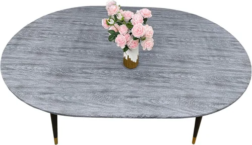 Vista 180 de LIBERECOO Mantel redondo de vinilo ajustable con reverso de franela, borde elástico, impermeable, resistente a las manchas, mantel lavable