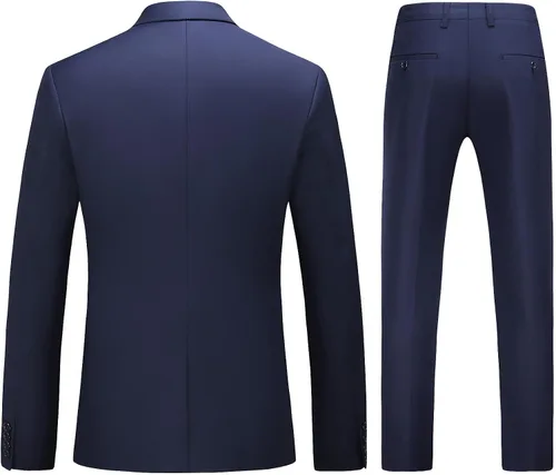 Vista 2 de MOGU Traje ajustado de 2 piezas para hombre, para baile de graduación, negocios, boda, baile (chaqueta de traje + pantalones)