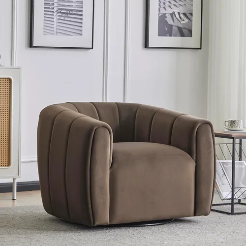 Vista 13 de Christopher Knight Home Monroe Silla giratoria de terciopelo para club, sillón con rotación de 360 grados, sofá giratorio de barril tapizado