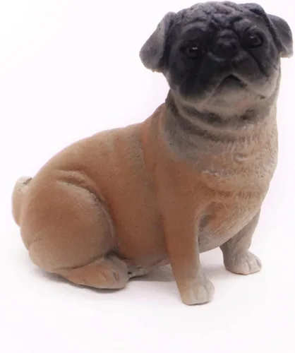 Vista 2 de WitnyStore Figura de resina de perro carlino sentado de 1 pulgada para decoración de terrario, estatua coleccionable para coleccionistas adultos