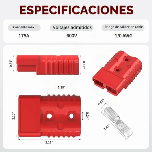 Vista 2 de RVBOATPAT Conector de desconexión rápida de batería 175A, batería de 12 V, conector de cable de conexión rápida 1/0 AWG para carretilla elevadora