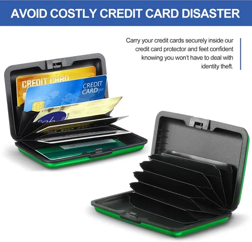 Vista 3 de 2 piezas de soporte delgado para tarjetas de crédito, mini protector de tarjeta de crédito, protector de aluminio para tarjetas de visita