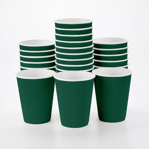 Vista 17 de Tazas para café de papel aislado, pared ondulada, kraft, 12 onzas - Caja de 25 unidades - tapas a juego: RWA0360B, RWA0360W, RWA0328LG, RWA0328GR