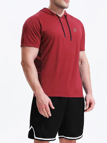 Vista 6 de Neleus - Camiseta sin mangas deportiva Dry Fit para correr con capucha