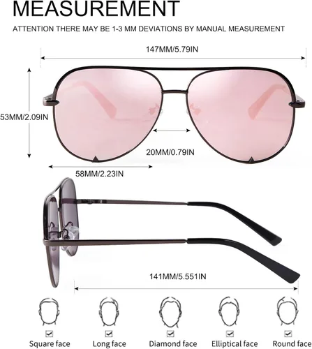 Vista 6 de ADE WU Gafas de sol estilo aviador retro de gran tamaño para mujer, clásicas, negras, doradas, de metal, vintage, grandes pilotos