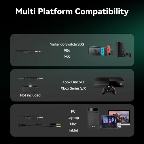 Vista 5 de Auriculares para juegos con micrófono para PC, Xbox One Series Xs, PS4, PS5, interruptor, auriculares estéreo con cancelación de ruido