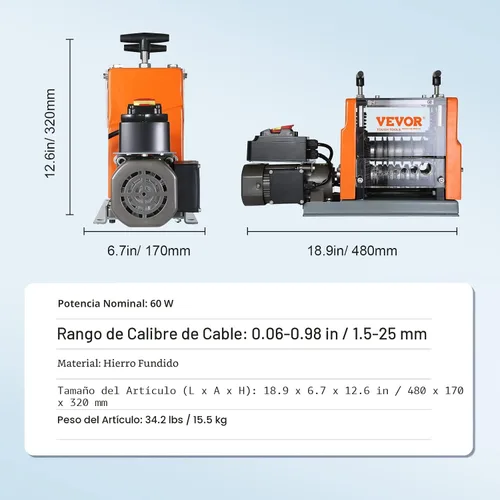 Vista 7 de VEVOR Máquina Peladora de Cables Eléctrica, Máquina Peladora de Cables Automática de 0.06''-0.98'', 60 W, Pelacables con Referencia de Profundidad