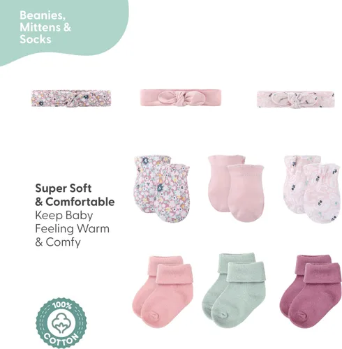 Vista 7 de The Peanutshell Juego de regalo de canastilla de bebé para niñas, juego de regalo de 16 piezas, ropa de bebé, 0-9 meses, diseño floral de la pradera