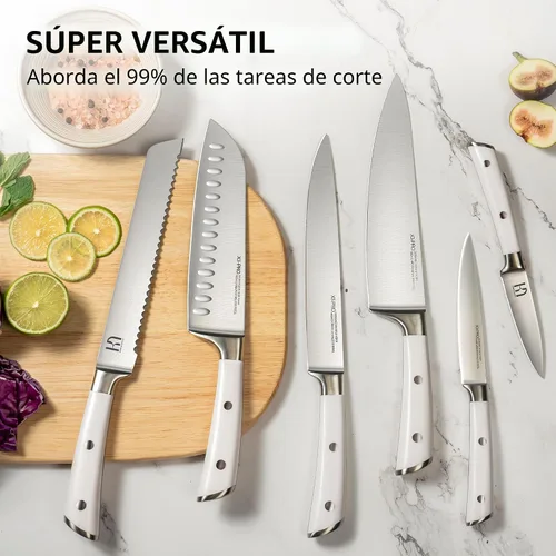 Vista 9 de KnifeSaga Juego de cuchillos de cocina de alta calidad, acero inoxidable japonés de alto carbono, 15 piezas, juego de bloques de cuchillos ultra