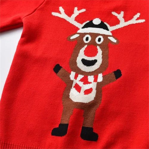 Vista 6 de QIUYI Girls Boys Pullover Christmas Sweater Casual Knitted Long Baby Fall Winter Sweater for 1 to 5Y