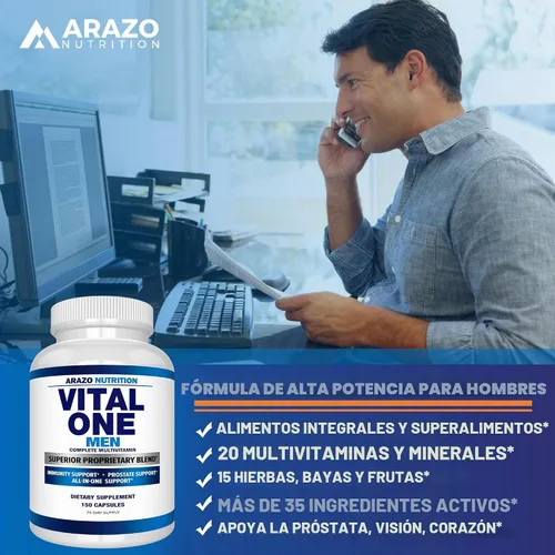 Vista 4 de Vita One para hombre, suplemento integral multivitamínico diario, 150 Cápsulas Veganas, Bioscience Nutrition