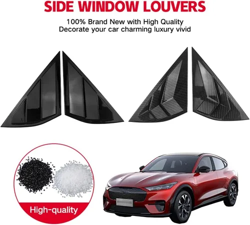 Vista 4 de MACHSWON 2 fundas para rejillas de ventana lateral trasera para Mustang Mach-E 2021-2022 (negro de fibra de carbono)