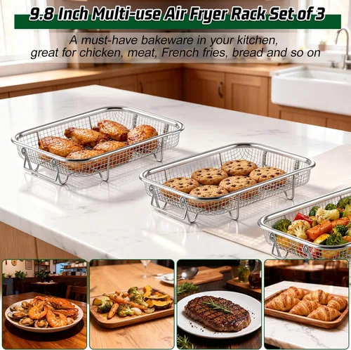 Vista 7 de P&P CHEF Cesta para freidora de aire de 9.8 pulgadas para horno, estante