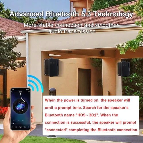 Vista 5 de STUDIOFINIX Altavoces Bluetooth de 3.5 Pulgadas para Exteriores Impermeables con Cable, Altavoces de 3 Vías de 200W de Montaje en Pared Premium