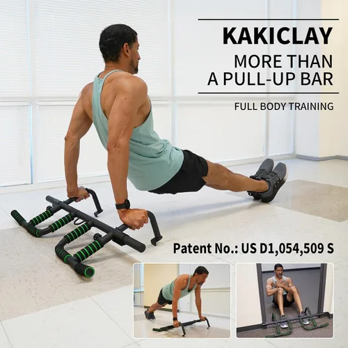 Vista 4 de KAKICLAY Nueva barra de dominadas mejorada para puerta con agarre ergonómico - Capacidad de hasta 440 libras, sin atornillar ni deslizamiento