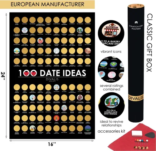 Vista 3 de Póster de 100 fechas para rascar la lista de deseos - Póster rascador grande para pareja de aventuras - Lista de cosas que hacer para pareja - Lista