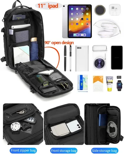 Vista 3 de OZUKO Mochila táctica multiusos, mochila táctica de gran capacidad, mochila EDC impermeable para hombres, Azul, Mochilas Sling