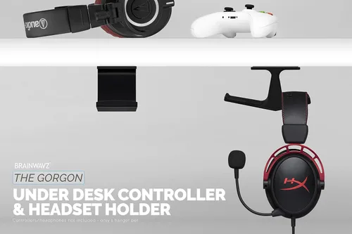 Vista 7 de BRAINWAVZ The Gorgon - Under Desk Game Controller & Headphone Holder for XBOX, PS4, PS5, Series One, Steelseries, PC & Most Gamepads & Headsets