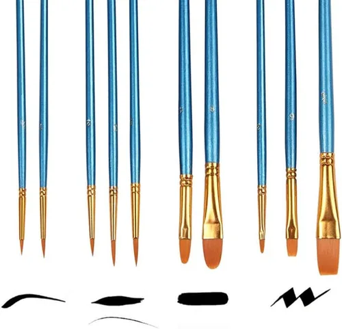 Vista 8 de SUPVOX 1 juego de 13 piezas de pintura acrílica para artistas, incluye 10 pinceles de pintura acrílica, 2 paletas y 1 mini caballete de mesa