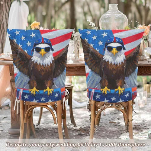 Vista 6 de 4th of July Independence Day Brown Bird Decorative Covers for Chairs for Festivals (Easter, Graduation, etc.) Anti-Dust Stool Covers Cover