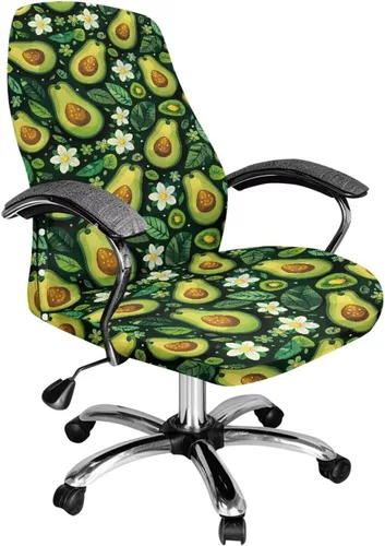 Vista 54 de Green Leaf - Fundas para sillas de oficina en casa, fundas elásticas para sillas de escritorio de computadora, respaldo alto, universales, fundas