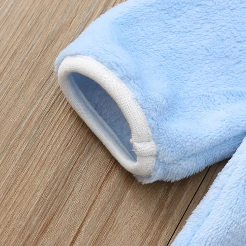Vista 5 de Mono con capucha de conejo de vellón para bebés y niñas, con cremallera, lindo conejito, mullido para invierno, cálido, suave, acogedor mameluco